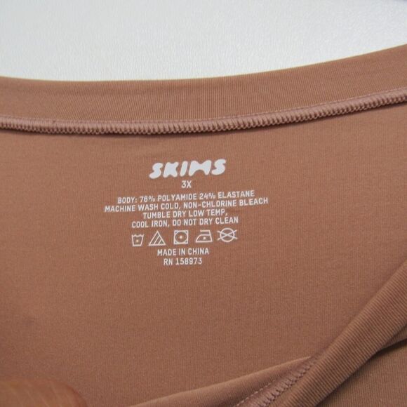 NEW Skims Women Plus Size 3X Brown Sienna Cropped Tee Shirt - Picture 2 of 5